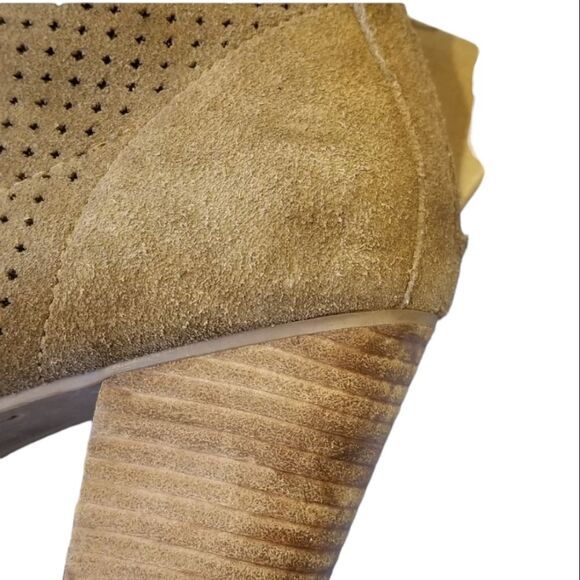 American Eagle Ankle Boots Western Suede Brown Tan Stacked Block Platform Heel 9 - Picture 5 of 6